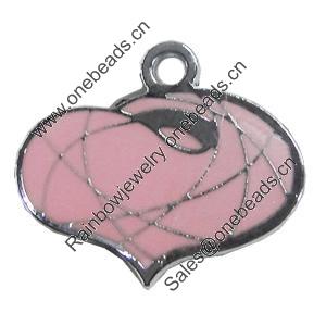 Zinc Alloy Enamel Pendant, Heart 23x20mm, Sold by PC