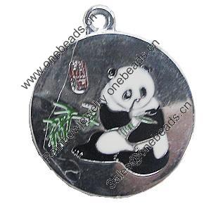 Zinc Alloy Enamel Pendant, Flat Round 23x26mm, Sold by PC