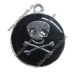 Zinc Alloy Enamel Pendant, Flat Round 24x28mm, Sold by PC