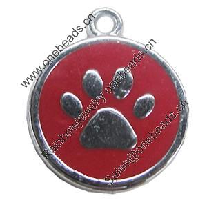 Zinc Alloy Enamel Pendant, Flat Round 25x30mm, Sold by PC