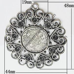 Zinc Alloy Pendant Settings, Outside diameter:44x48mm Interior diameter:19mm, Sold by PC