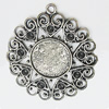 Zinc Alloy Pendant Settings, Outside diameter:44x48mm Interior diameter:19mm, Sold by PC