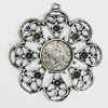 Zinc Alloy Pendant Settings, Outside diameter:44x47mm Interior diameter:14mm, Sold by PC