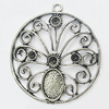 Zinc Alloy Pendant Settings, Outside diameter:44x48mm Interior diameter:14x10mm, Sold by PC