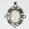 Zinc Alloy Pendant Settings, Outside diameter:40x49mm Interior diameter:24x17mm, Sold by PC