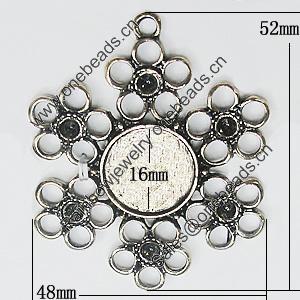 Zinc Alloy Pendant Settings, Outside diameter:48x52mm Interior diameter:16mm, Sold by PC