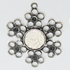 Zinc Alloy Pendant Settings, Outside diameter:48x52mm Interior diameter:16mm, Sold by PC