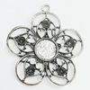 Zinc Alloy Pendant Settings, Outside diameter:44x48mm Interior diameter:12mm, Sold by PC