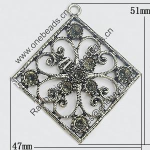 Pendant, Zinc Alloy Jewelry Findings, 47x51mm, Sold by PC