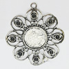 Zinc Alloy Pendant Settings, Outside diameter:45x50mm Interior diameter:18mm, Sold by PC