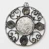 Zinc Alloy Pendant Settings, Outside diameter:44x49mm Interior diameter:19mm, Sold by PC