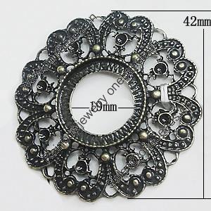 Zinc Alloy Pendant Settings, Outside diameter:42mm Interior diameter:19mm, Sold by PC