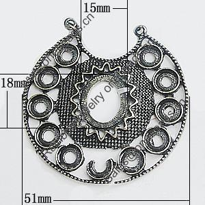 Zinc Alloy Pendant Settings, Outside diameter:51mm Interior diameter:18x15mm, Sold by PC
