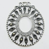 Zinc Alloy Pendant Settings, Outside diameter:40x50mm Interior diameter:22x26mm, Sold by PC