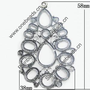 Pendant, Zinc Alloy Jewelry Findings, 38x58mm, Sold by PC