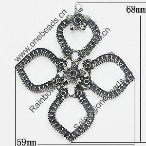 Pendant, Zinc Alloy Jewelry Findings, 59x68mm, Sold by PC