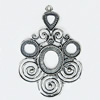 Zinc Alloy Pendant Settings, Outside diameter:44x62mm Interior diameter:16x19mm, Sold by PC