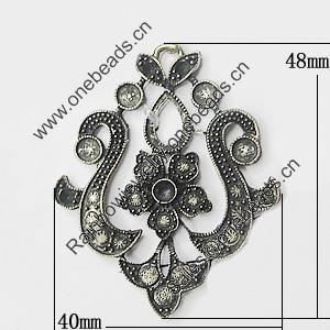 Pendant, Zinc Alloy Jewelry Findings, 40x48mm, Sold by PC