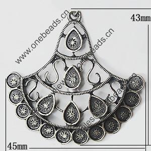 Pendant, Zinc Alloy Jewelry Findings, 45x43mm, Sold by PC