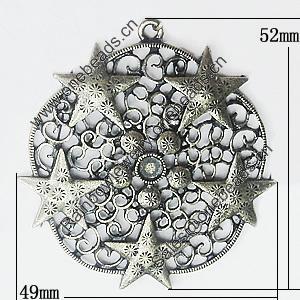 Pendant, Zinc Alloy Jewelry Findings, 49x52mm, Sold by PC