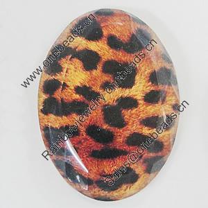 Resin Cabochons, No-Hole Jewelry findings, Faceted Flat Oval, 25x35mm, Sold by PC