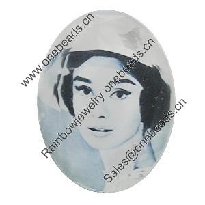 Resin Cabochons, No-Hole Jewelry findings, Faceted Flat Oval, 25x35mm, Sold by PC