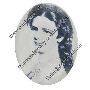 Resin Cabochons, No-Hole Jewelry findings, Faceted Flat Oval, 39x53mm, Sold by PC