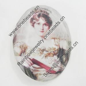 Resin Cabochons, No-Hole Jewelry findings, Faceted Flat Oval, 39x53mm, Sold by PC