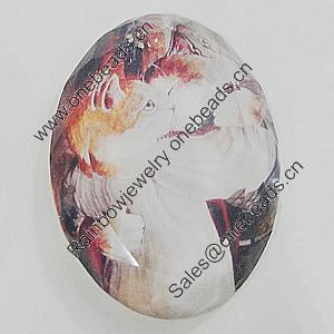 Resin Cabochons, No-Hole Jewelry findings, Faceted Flat Oval, 25x35mm, Sold by PC