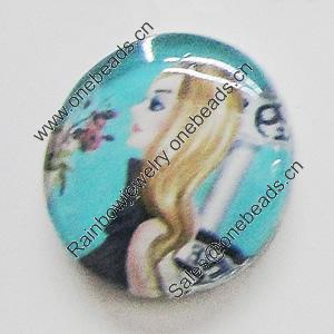 Resin Cabochons, No-Hole Jewelry findings, Flat Round 16mm, Sold by Bag