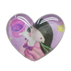 Resin Cabochons, No-Hole Jewelry findings, Heart 15x13mm, Sold by Bag