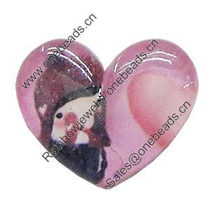 Resin Cabochons, No-Hole Jewelry findings, Heart 15x13mm, Sold by Bag