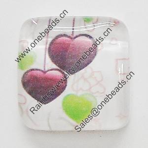 Resin Cabochons, No-Hole Jewelry findings, Square 13mm, Sold by Bag