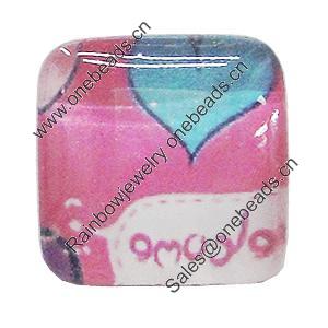 Resin Cabochons, No-Hole Jewelry findings, Square 15mm, Sold by Bag