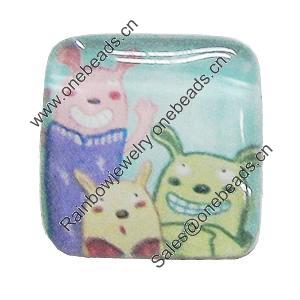 Resin Cabochons, No-Hole Jewelry findings, Square 13mm, Sold by Bag