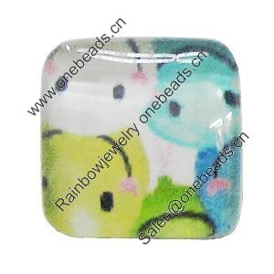 Resin Cabochons, No-Hole Jewelry findings, Square 15mm, Sold by Bag
