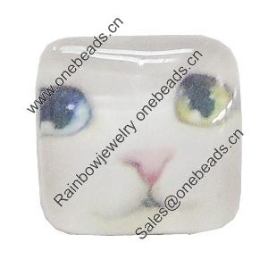 Resin Cabochons, No-Hole Jewelry findings, Square 15mm, Sold by Bag