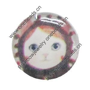 Resin Cabochons, No-Hole Jewelry findings, Flat Round 14mm, Sold by Bag