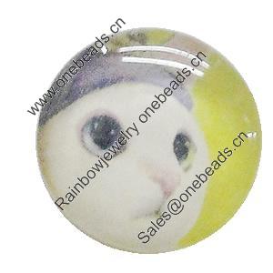 Resin Cabochons, No-Hole Jewelry findings, Flat Round 14mm, Sold by Bag
