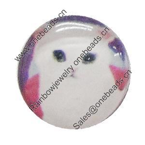 Resin Cabochons, No-Hole Jewelry findings, Flat Round 14mm, Sold by Bag