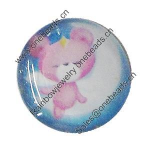 Resin Cabochons, No-Hole Jewelry findings, Flat Round 14mm, Sold by Bag