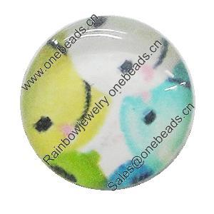 Resin Cabochons, No-Hole Jewelry findings, Flat Round 14mm, Sold by Bag