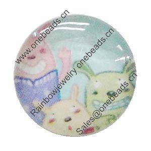 Resin Cabochons, No-Hole Jewelry findings, Flat Round 16mm, Sold by Bag