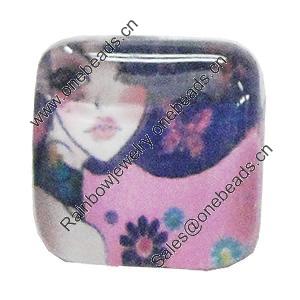 Resin Cabochons, No-Hole Jewelry findings, Square 13mm, Sold by Bag