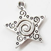 Pendant, Zinc Alloy Jewelry Findings, Star, 20x23mm, Sold by Bag