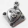 Pendant, Zinc Alloy Jewelry Findings, 17x20mm, Sold by Bag