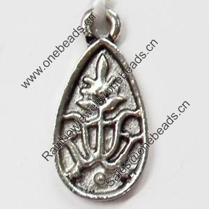 Pendant, Zinc Alloy Jewelry Findings, Teardrop, 9x18mm, Sold by Bag