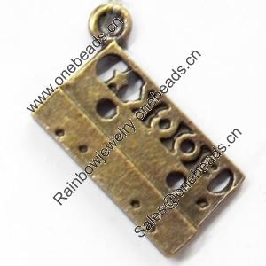 Pendant, Zinc Alloy Jewelry Findings, 19x11mm, Sold by Bag