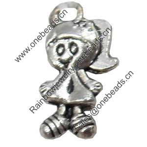 Pendant, Zinc Alloy Jewelry Findings, girl, 7x15mm, Sold by Bag