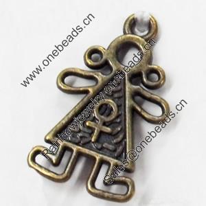 Pendant, Zinc Alloy Jewelry Findings, 14x24mm, Sold by Bag